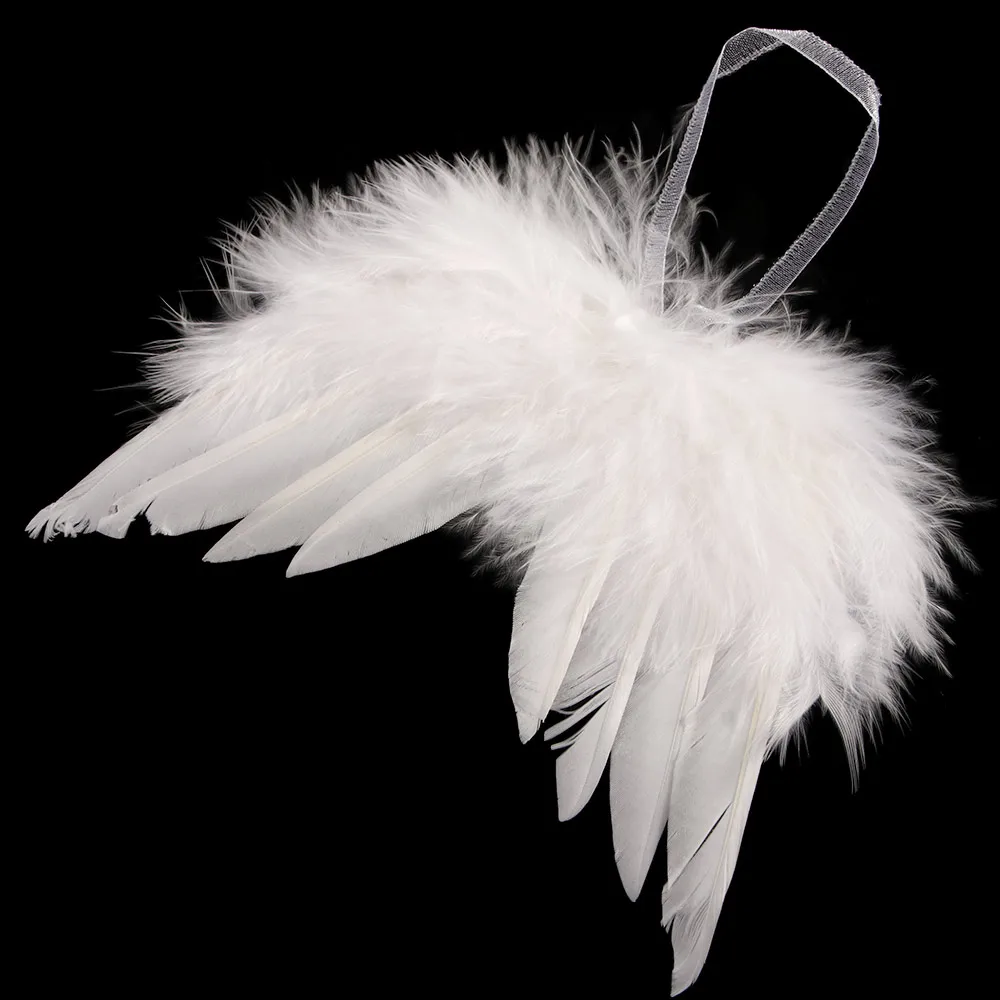 

10Pcs White Vintage Feather Wing Lovely Chic Angel Christmas Tree Decoration Hanging Ornament Home/Party/Wedding Ornaments