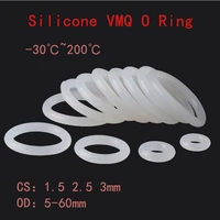 vmq white silicone o ring gasket thickness 1 5 2 2 5 3mm od 5 60mm food grade rubber insulate round o shape seal o ring