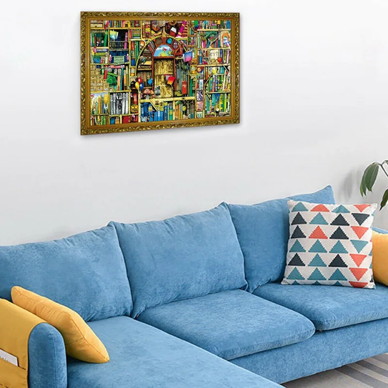 

Vintage Ancient Bookshelf Jigsaw Puzzle Buliding Educational Decompression Toy Home Decor For Children/Adult Gifts