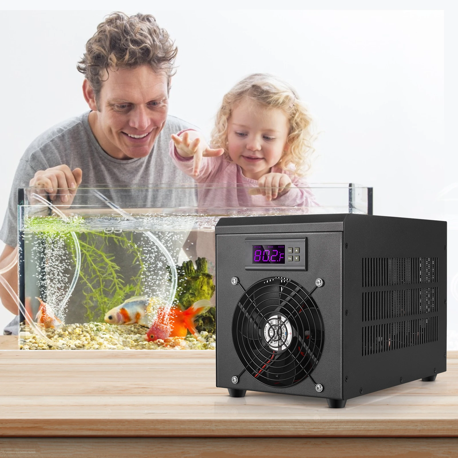 Sistema de calentador de tanque de peces, Enfriador de agua de 60L, 10-40 , ajuste de temperatura constante y silencioso, cr&iacute;a de camarones y peces en el hogar-0
