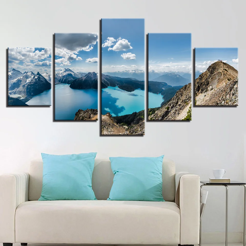

Wall Art Canvas Painting 5 Pieces Butterflies And Purple Flowers Printing Scenery HD Pictures Home Room Decor