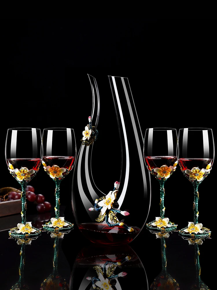 Бессвинцовый хрустальный бокал для красного вина набор графинов эмалевые Ирисы
