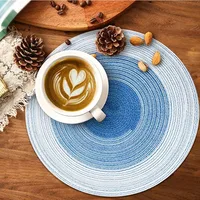 Inyahome Cotton Woven Placemats Round Mats Table Decor Set of 4 Kitchecn Accessories Waterproof Indoor Outdoor Set De Table