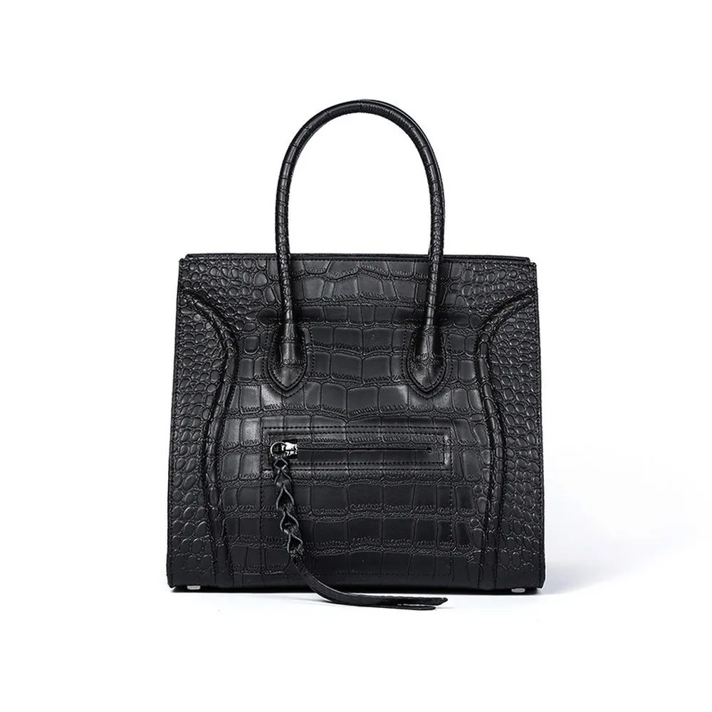 

Phantom bat smiley face bag crocodile pattern cowhide handbag street shot handbag portable new trendy bag