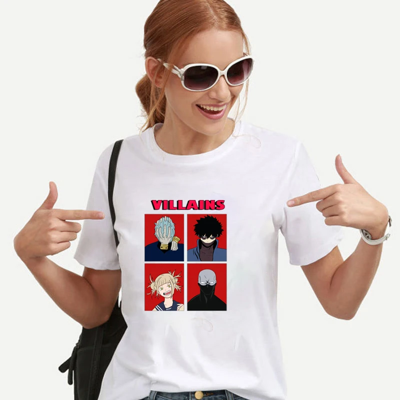 

My Hero Academia Boku No Hero Academia Deku T-shirt Black White Harajuku Summer Casual Cartoon Short Sleeve Anime Clothes