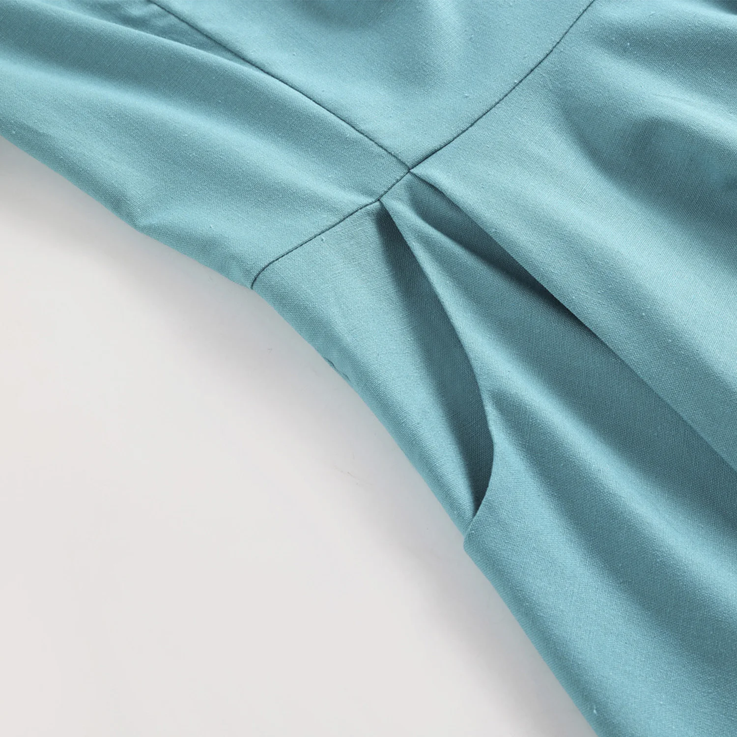 Кавайное однотонное синее винтажное платье с карманами женское летнее ретро 40s 50s