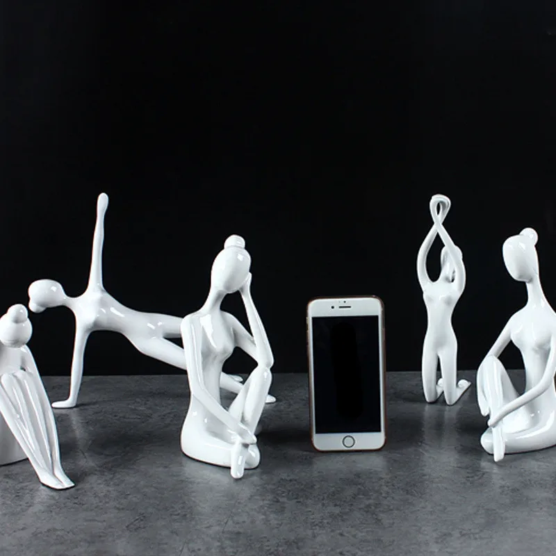 

Modern Simple Abstraction Yoga Girl Colophony Crafts Statue Yoga Shop Showcase Personality Art Decorations X3788