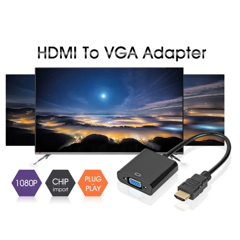 High Quality HDMI to VGA Adapter Male To Famale Converter 1080P Digital Analog Video Audio For PC Laptop Tablet | Электроника