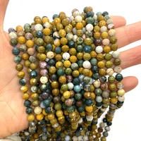 natural stone faceted round beads ocean stone semi precious stones beads for diy ladies bracelet necklace earrings accessories