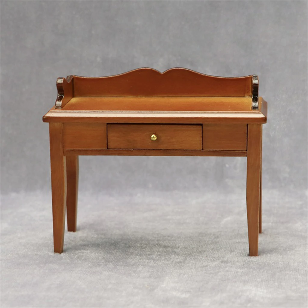 

1/12 Doll House Handmade Shabby Vintage Retro Wood Table Study Desk Modern Furniture Model Life Scene Accessory Toys