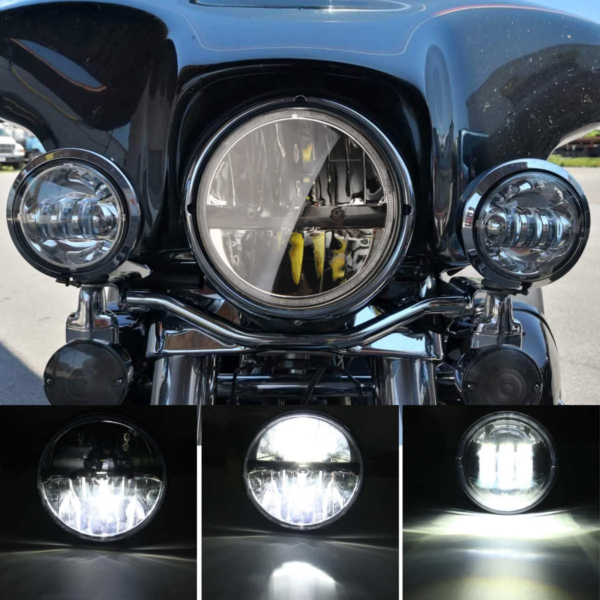 

7Inch Motorcycle Headlight Round H4 H13 LED Head Lamp for Honda for Kawasaki for Suzuki for Yamaha For Harley 12V-30V 4 LED bulb
