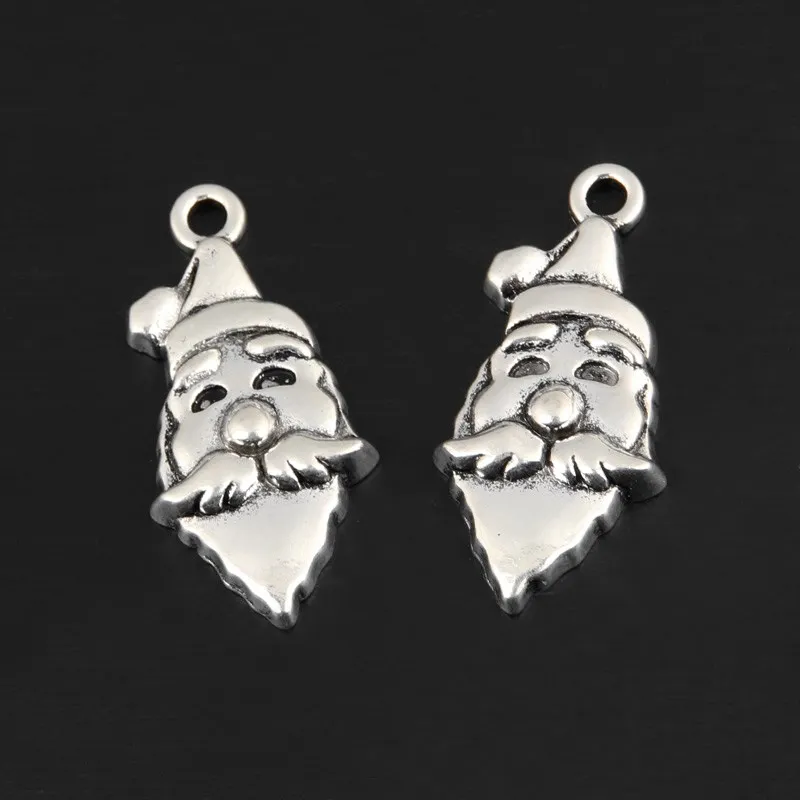 

40pcs Silver Color 27x13mm Santa Claus Charms Christmas Pendant Fit DIY Jewelry Making Handcrafted Accessories