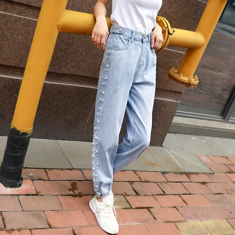 

European Products 2019 Early Autumn Jeans, Women's Loose High Waist Leisure Pants Western Style.A286