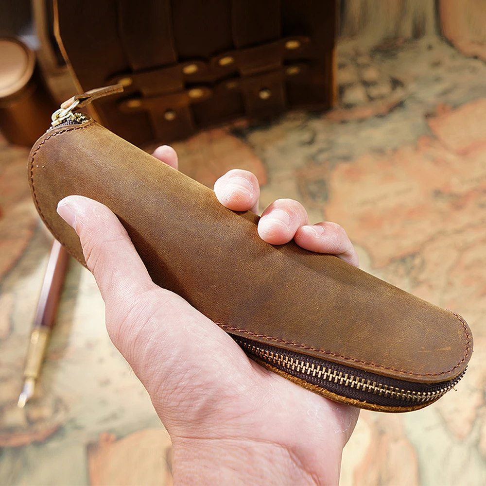 50 шт./лот 120x60 мм S модель креативная натуральная кожа на молнии ручка Карандаш