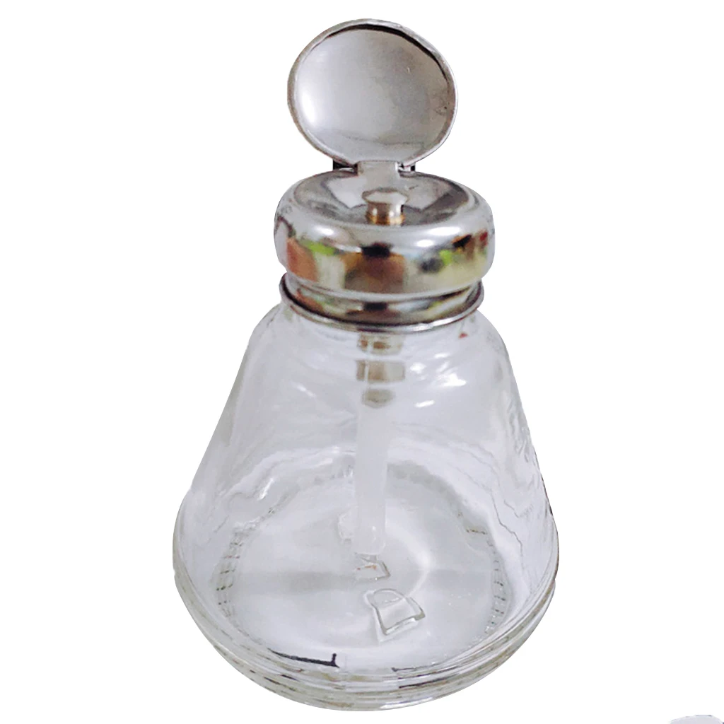 80ML/150ML/200ML Glass Nail Polish Remover Pump Dispenser Spill-proof  Alcohol Bottle water bottle Alcohol Press Bottle