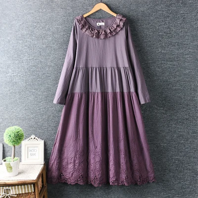 Новинка Весна 2020 милая маленькая Свободная юбка с вышивкой круглым вырезом и