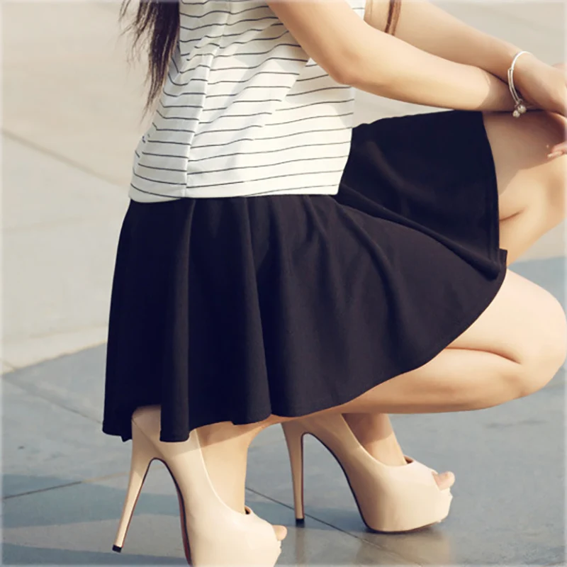 Женская юбка-зонтик из пузырчатой хлопковой ткани красная короткая с высокой