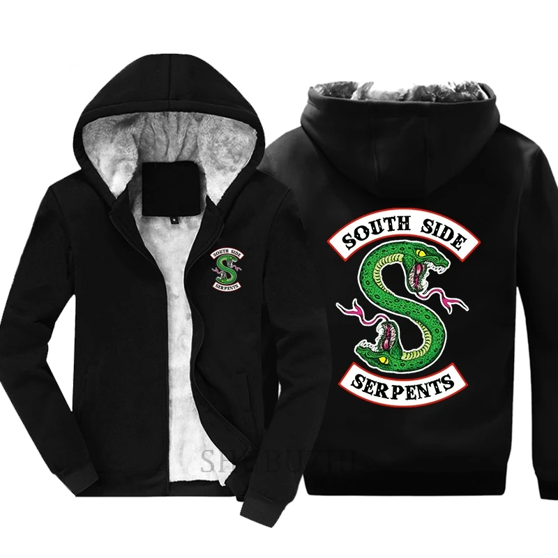 Мужская толстовка Riverdale с капюшоном пальто из южнобоковых змей Черная мужская
