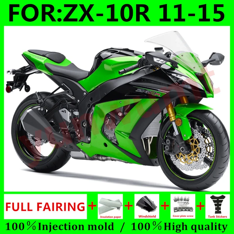 

Motorcycle ABS 100％ Injection mold Full Fairings For Kawasaki ZX-10R ZX10R 2011 - 2015 11 12 13 14 15 Fairing Kits green black