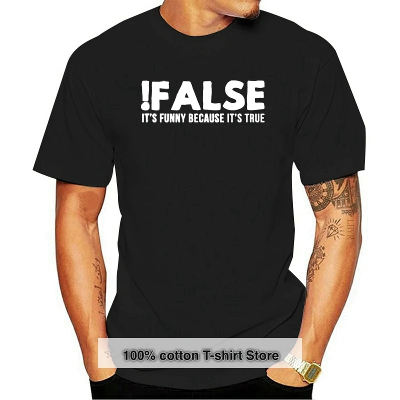 

Online Men T Shirt FALSE Code Design Mens Tees Pure Cotton Computer Programmer Tshirt Short Sleeve Hip Hop Clothing Geek Clothes