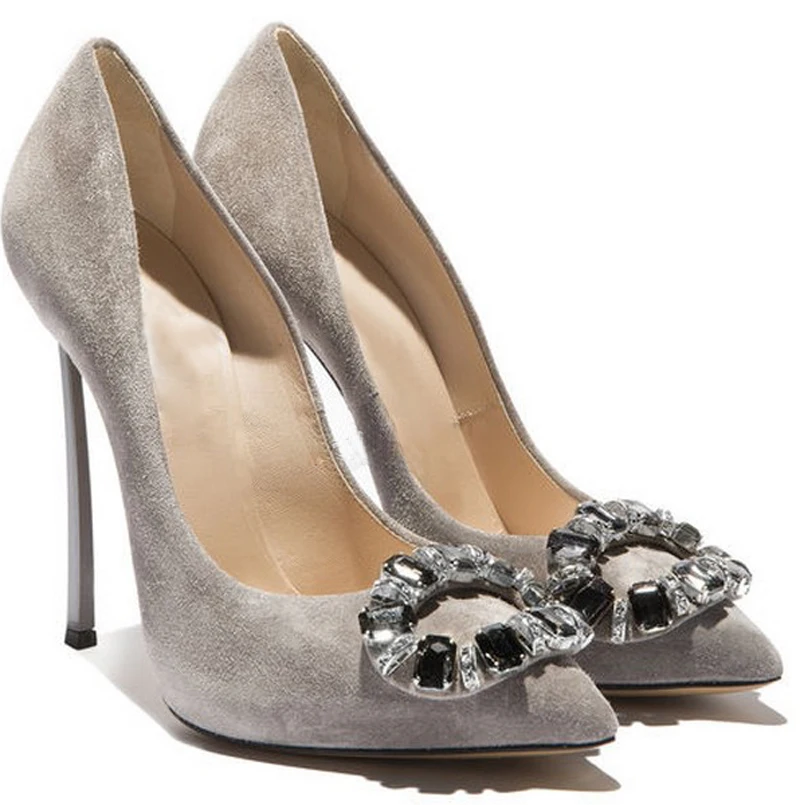 Блестящие украшенные драгоценными камнями Хрустальная пряжка женские туфли