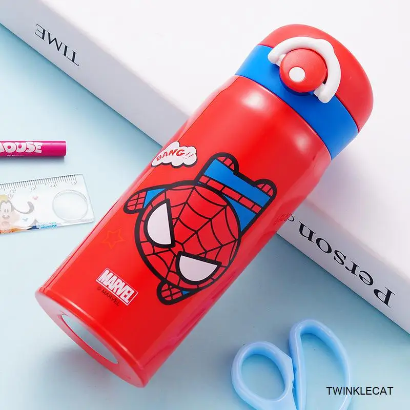 spiderman Red 350 мл детский термос, Термокружка для воды, чашка для кормления с безопасной пряжкой,, детский школьный чайник, Термокружка Из Нержавеющей Стали - Цвет: spiderman Red