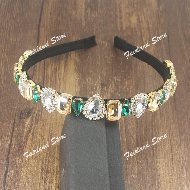 Украшенная кристаллами ободок для волос Fairland Korean Fashion Sparkly Clear Full Crystal Hairband Rhinestone Headbands For Women Party on.