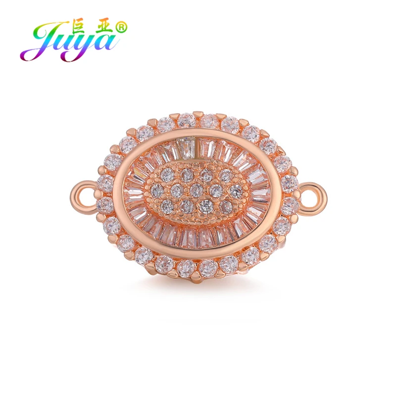 Rose Gold Juya ювелирные изделия ручной работы материал поставки золото/серебро кубический цирконий цветок Шарм Разъемы для DIY Браслеты Изготовление сережек - Цвет: Rose Gold