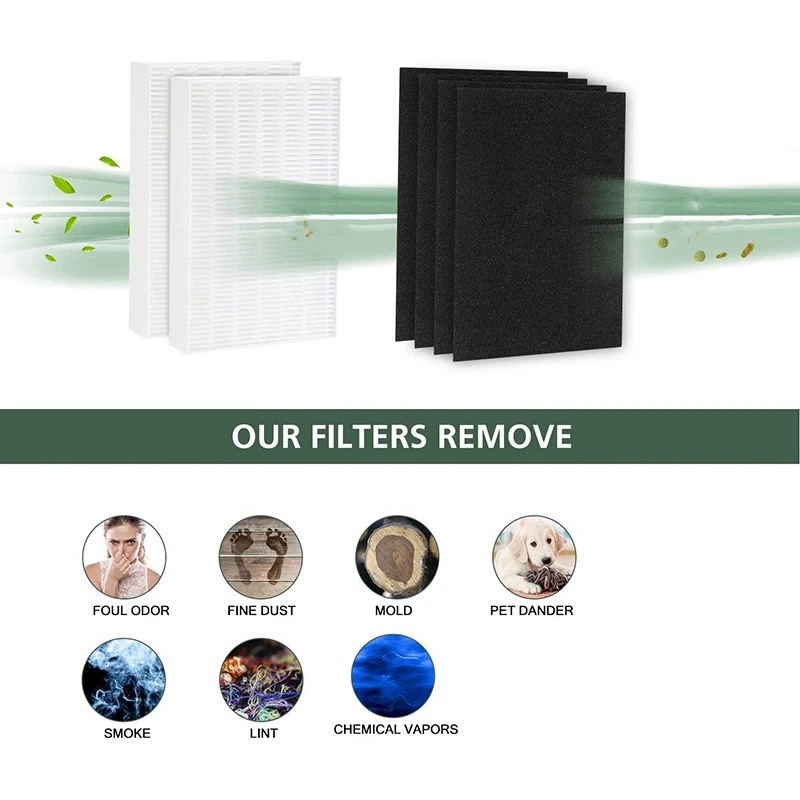 

2 HEPA Filters and 4 Activated Carbon Pre Filters for Honeywell HPA200 Series HRF-R2 HPA200 HPA201 HA202 HPA204 HPA250