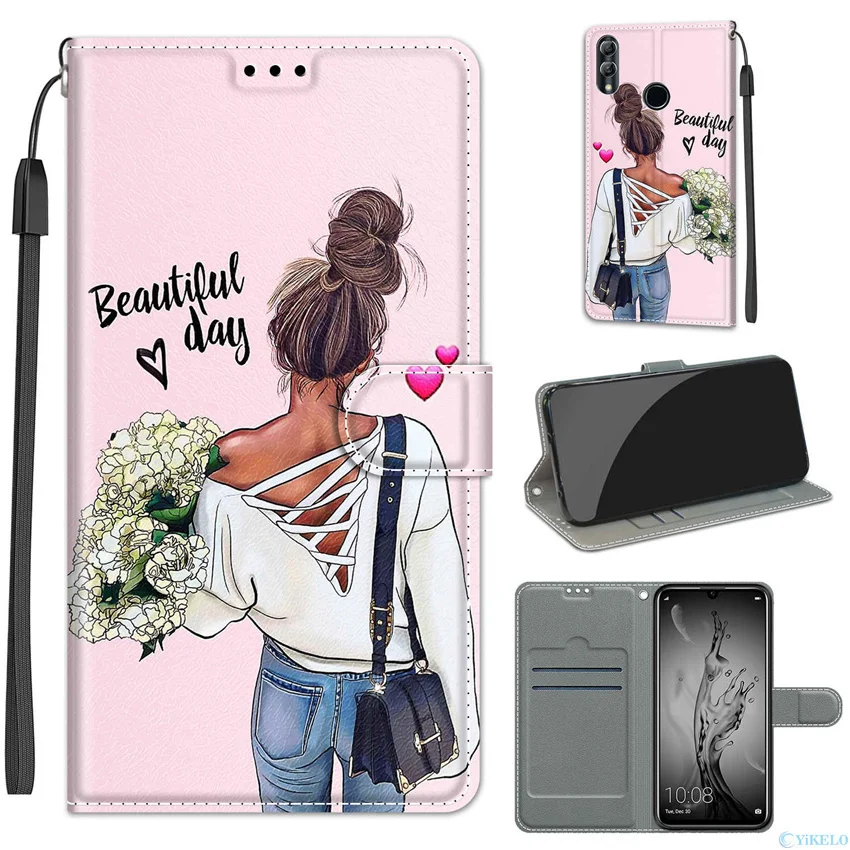 ultra thin painted leather flip phone case for huawei honor 7a 8s 8a 8x 8 9 10 20 10x lite 9x pro wallet card stand book cover free global shipping
