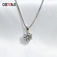 oevas 1 carat real moissanite pendant necklace for women top quality 100 925 sterling silver wedding party bridal fine jewelry