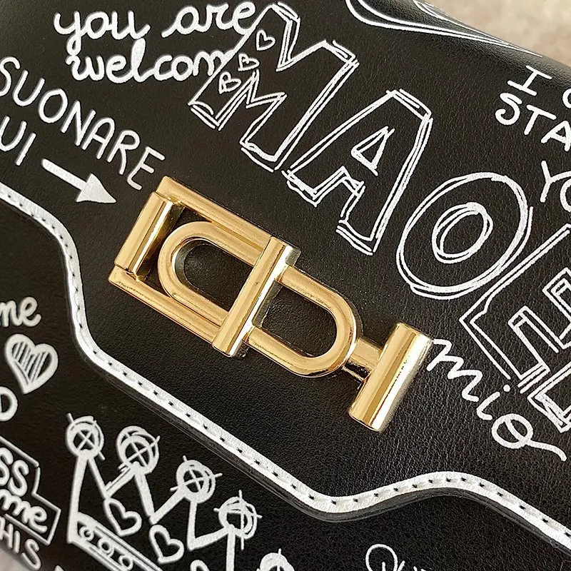 

Women's White Bag Summer Shoulder Bag Leather Fashion Casual Women's Handbags White Cross Bags Letter Print Chain Lock Feminina