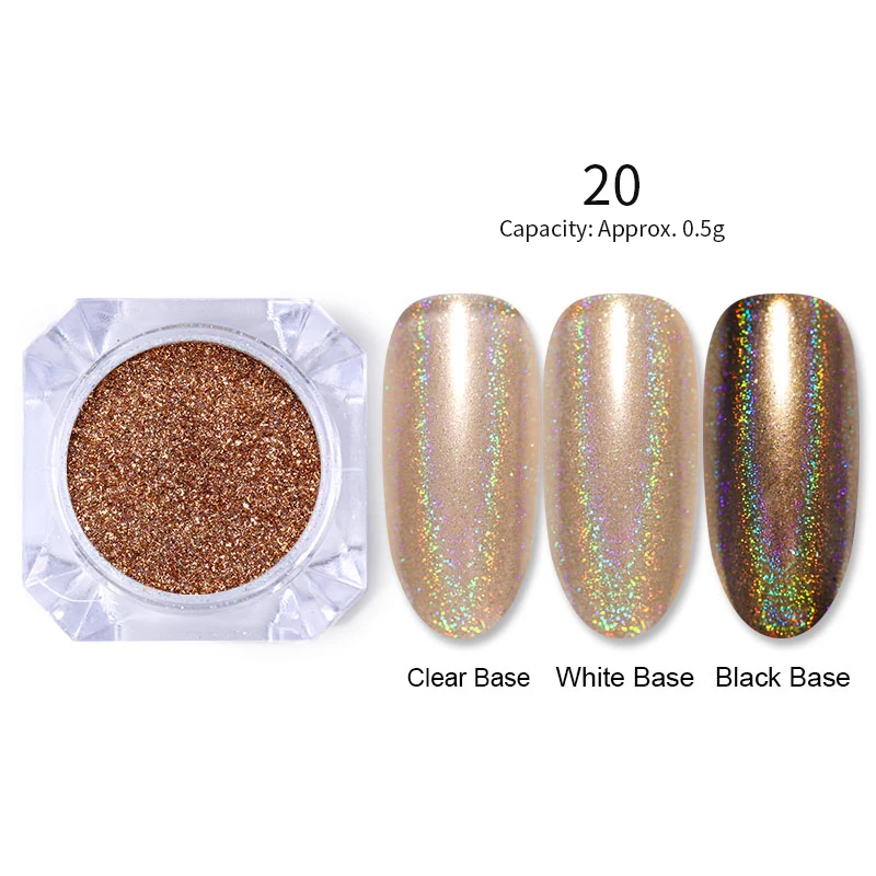 Holographic-0.5g BORN PRETTY Neon Mirror сверкающая голографическая пудра ультра-тонкий дизайн ногтей Блестящий порошок хромового пигмента пыль чистый цветной гель для ногтей - Цвет: Holographic-0.5g