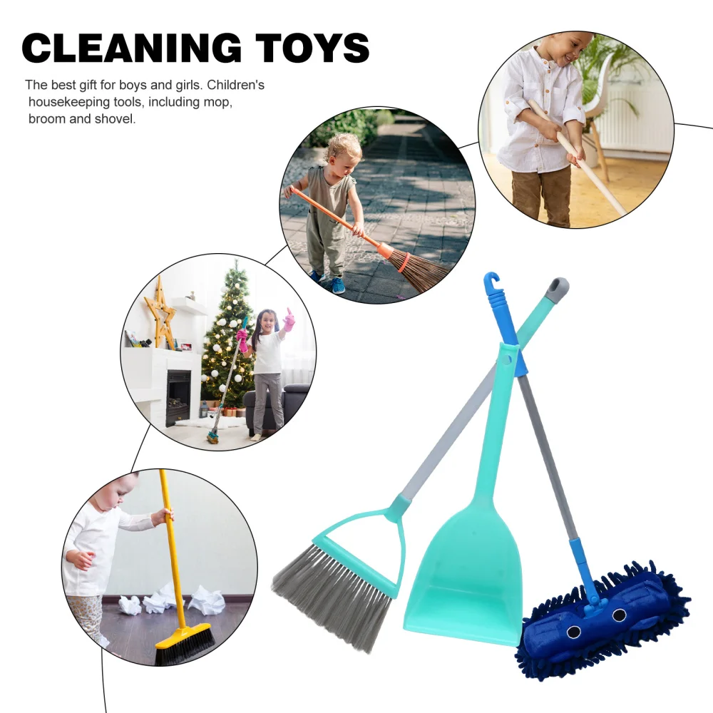 

3pcs Children Broom Mop and Dustpan Mini Broom Set Sweeping Toys