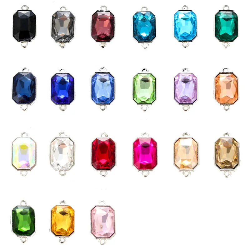 10pcs/lot Crysta Glass Rectangle Charms Pendant Connector Charms for Earring Findings fits DIY Necklace Bracelet Jewelry Making