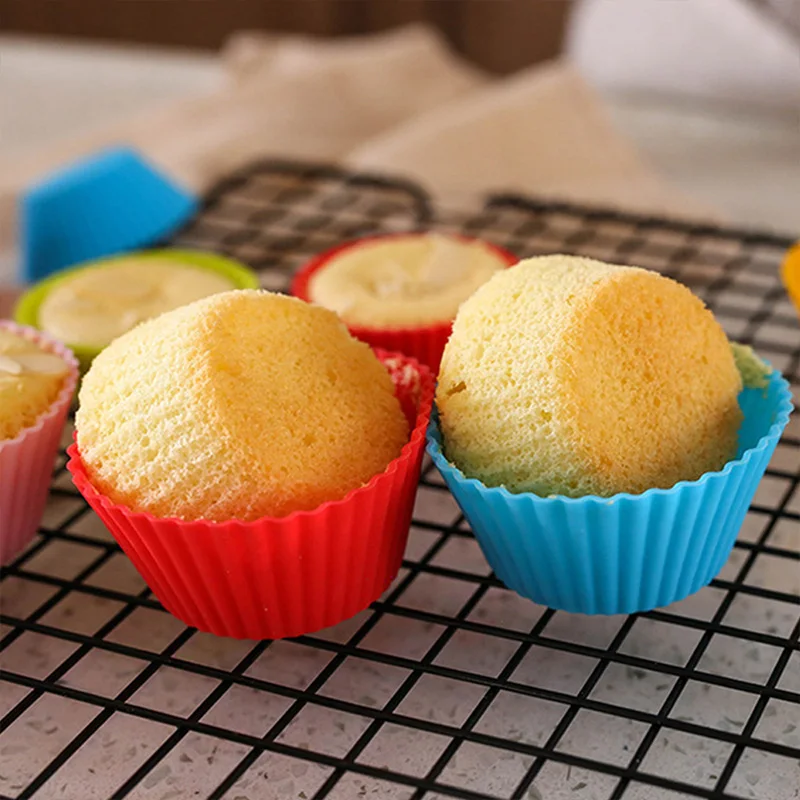 

12 Pcs Round Cake Cup Food Grade Silicone Muffin Baking Mold for Making Cakes, Ice Cream, Jelly, Chocolate, Bread