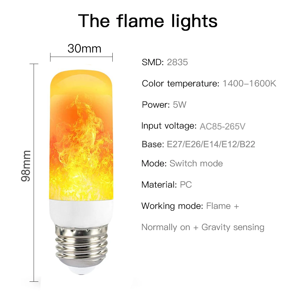 Цена по прейскуранту завода светодиодный светильник с эффектом пламени лампа E27