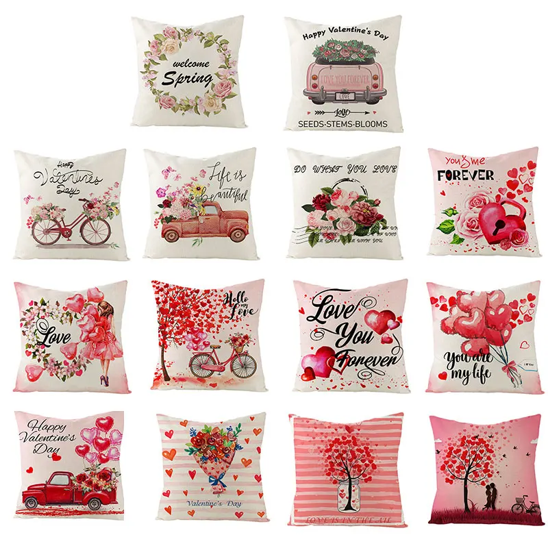 

Pillow Case Cushion Cover Red Truck Throw Pink Prints Pillow Covers for Wedding Party Decorative Bedroom Home Decro 45*45cm/pc