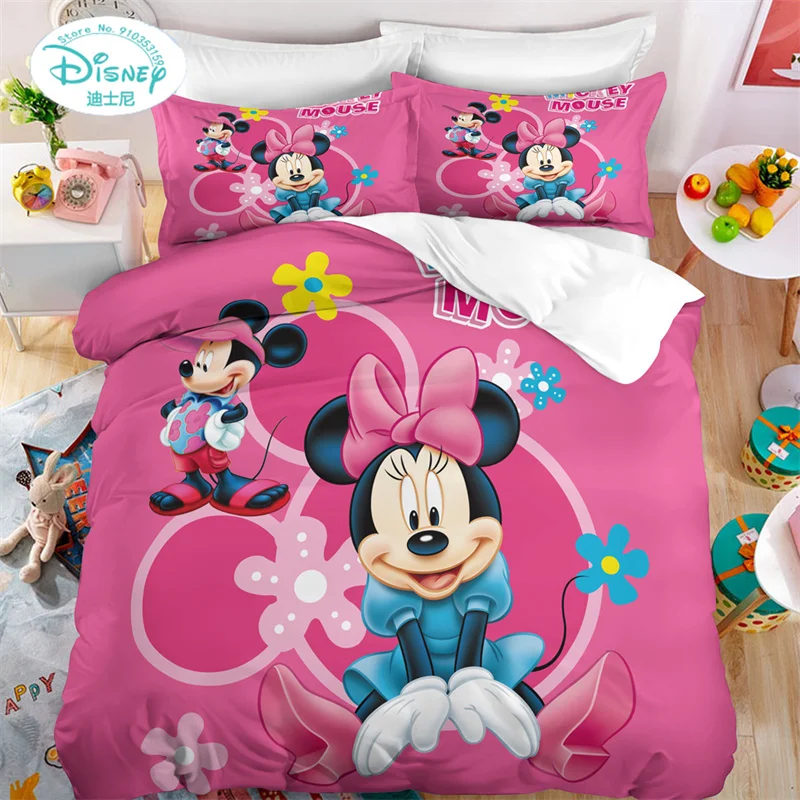 Zestaw osłon na kołdrę Disney Mickey Minnie Mouse kapa na kołdrę poszewka na poduszkę cyfrowa pościel z nadrukiem zestaw Boy Girl