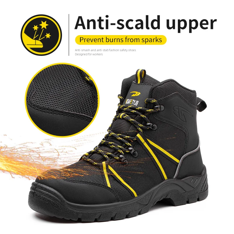 Men Work Safety Boots Steel Toe Indestructible Man Safety Shoes Puncture-Proof Anti-smash Anti-static Construction Sneakers Male images - 6