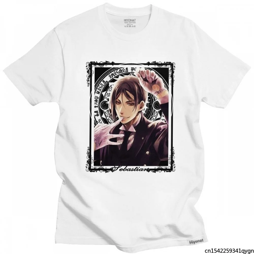 

Black T-shirt Homme Ciel Phantomhive Tee Shirt O-neck Short Sleeve Anime Tshirt Clothing