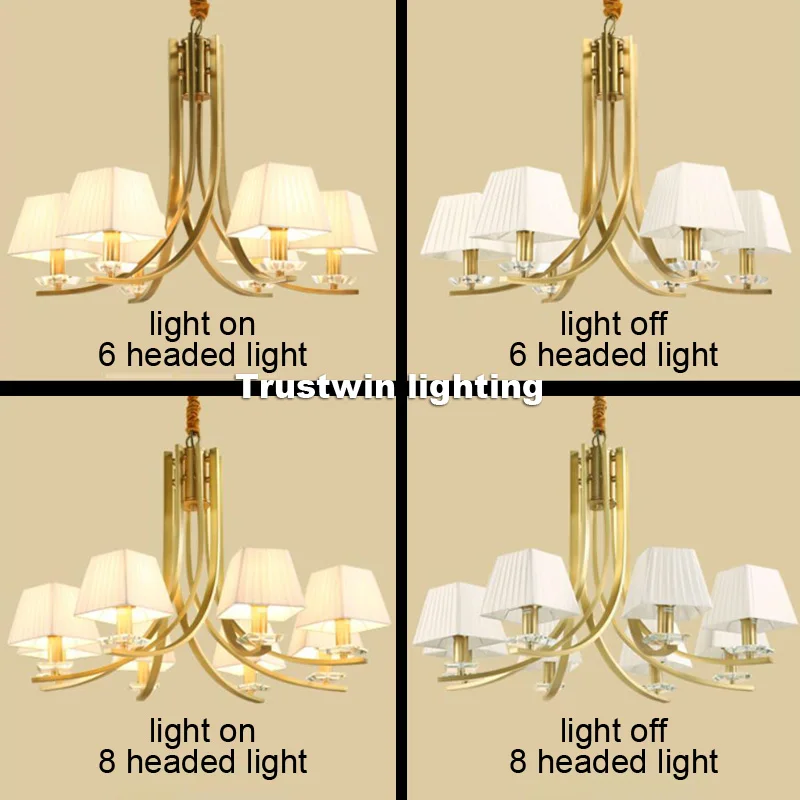 Подвесная люстра в американском стиле с тканевым оттенком светодиодный