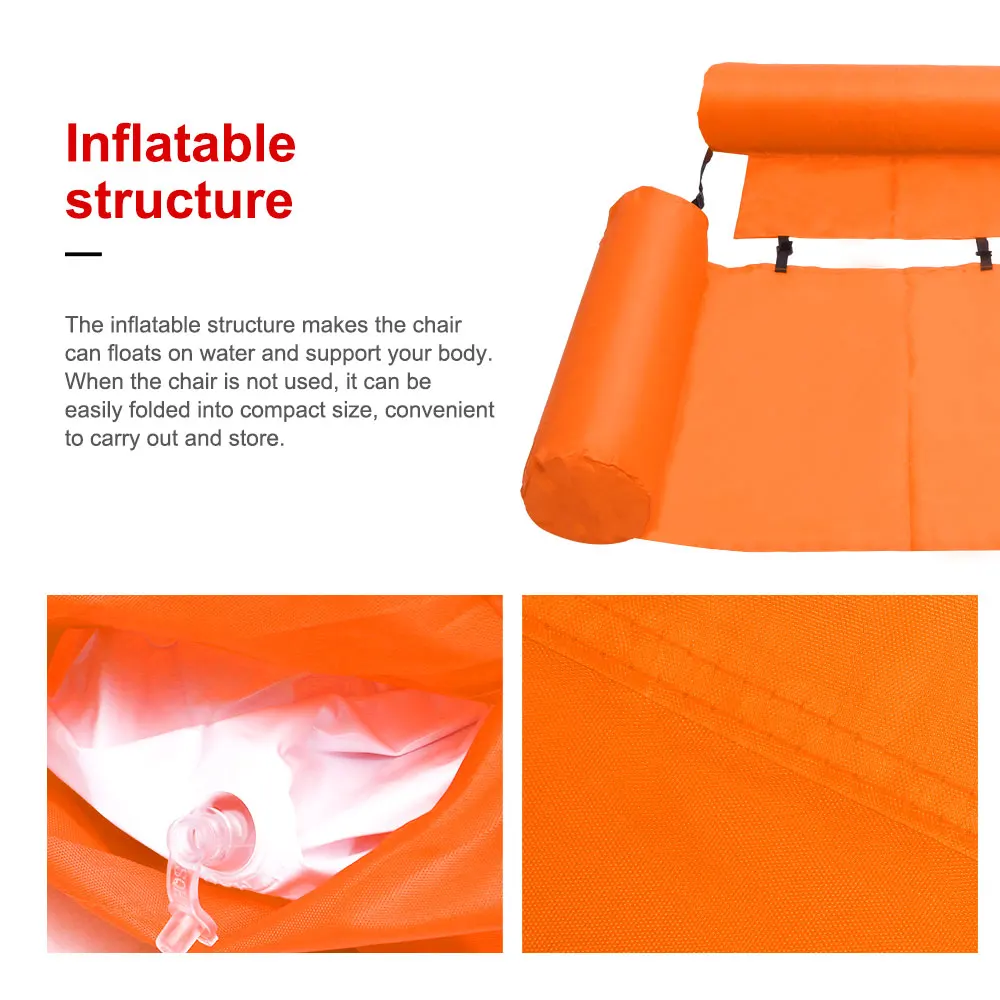 

Swimming Pool Float Lounge Outdoor Chair Safe Folding Inflatable Hammock With Backrest Double Use Entertainment Water Bed