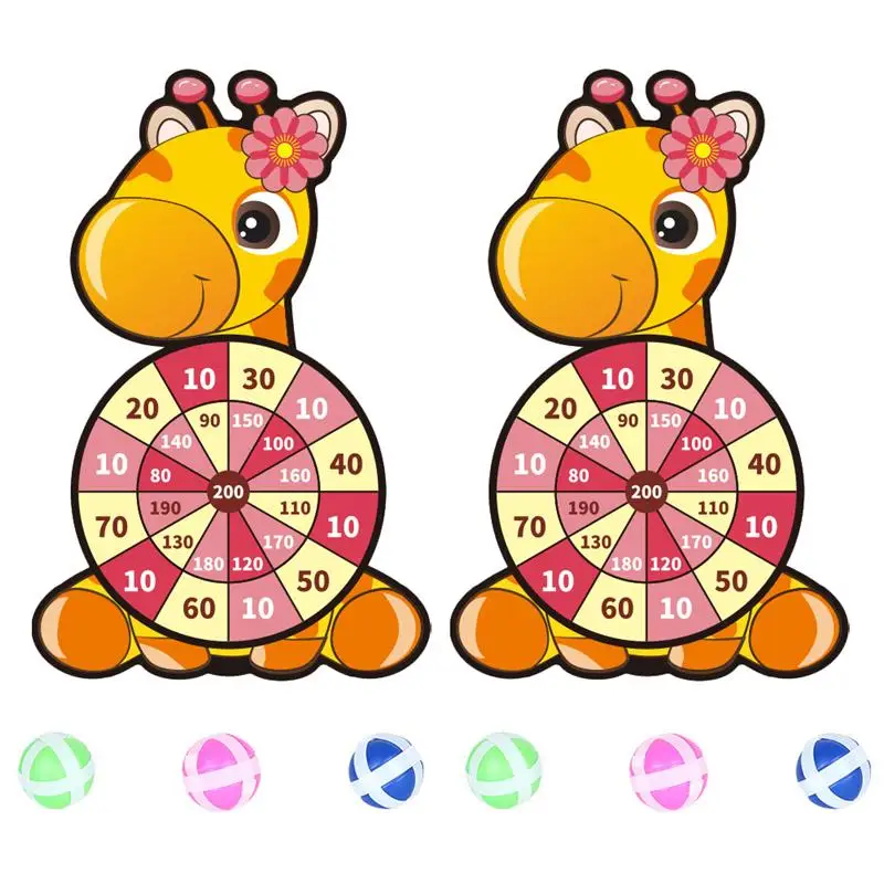 

2Sets Cartoon Kids Sticky Ball Toy Dart Board Throwing Game Random Color Style