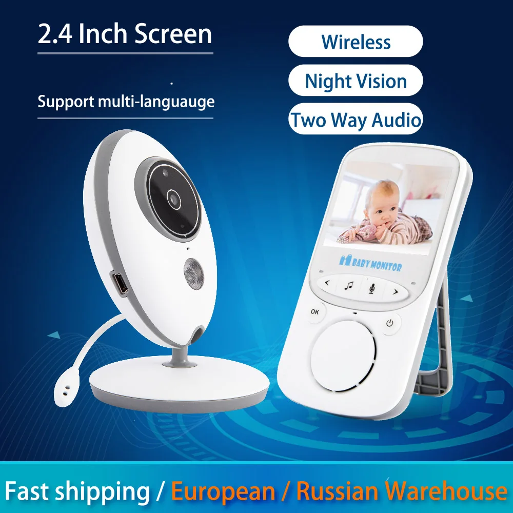 2.4 Inch Wireless LCD Audio Video Baby Monitor Radio Nanny Music Intercom IR Portable Baby Camera Walkie Talkie Babysitter VB605
