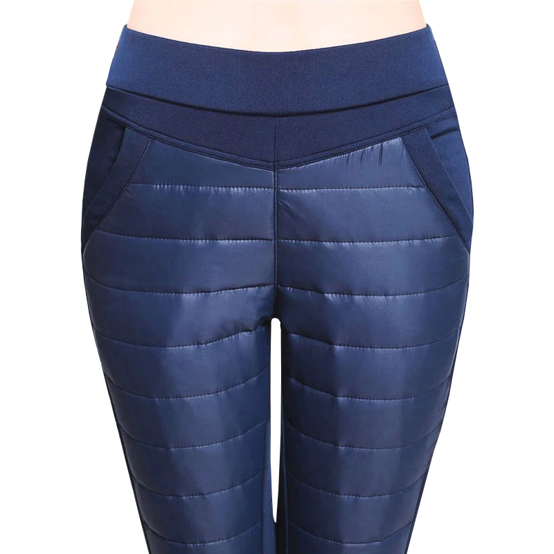 Женские брюки большого размера зимняя теплая женская верхняя одежда на утином