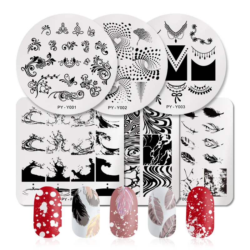Ногтей штамповки маникюрный шаблон изображения пластины трафарет PY47039| |