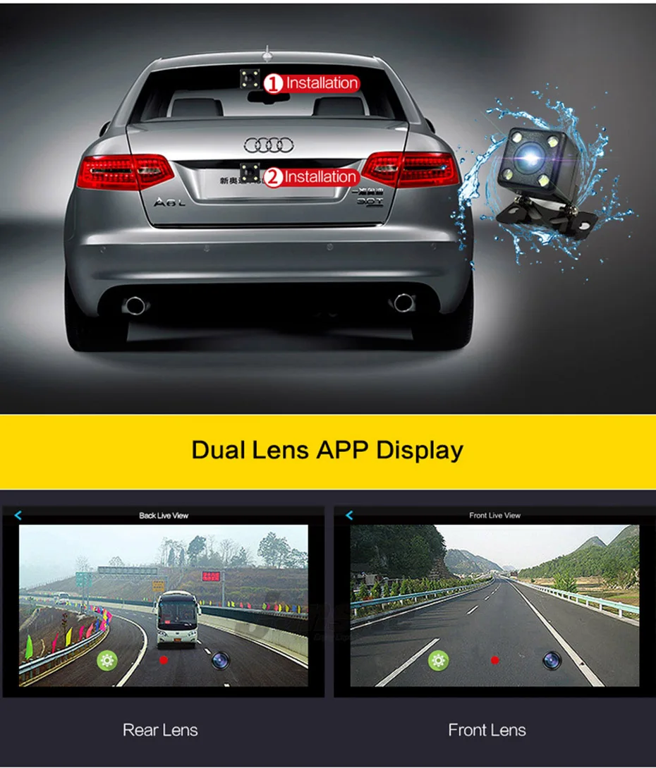 WHEXUNE Скрытая мини Wifi Автомобильная Dvr камера двойной объектив dashcam авто видео рекордер регистратор DVRs видеорегистраторы FHD 1080P ночное видение