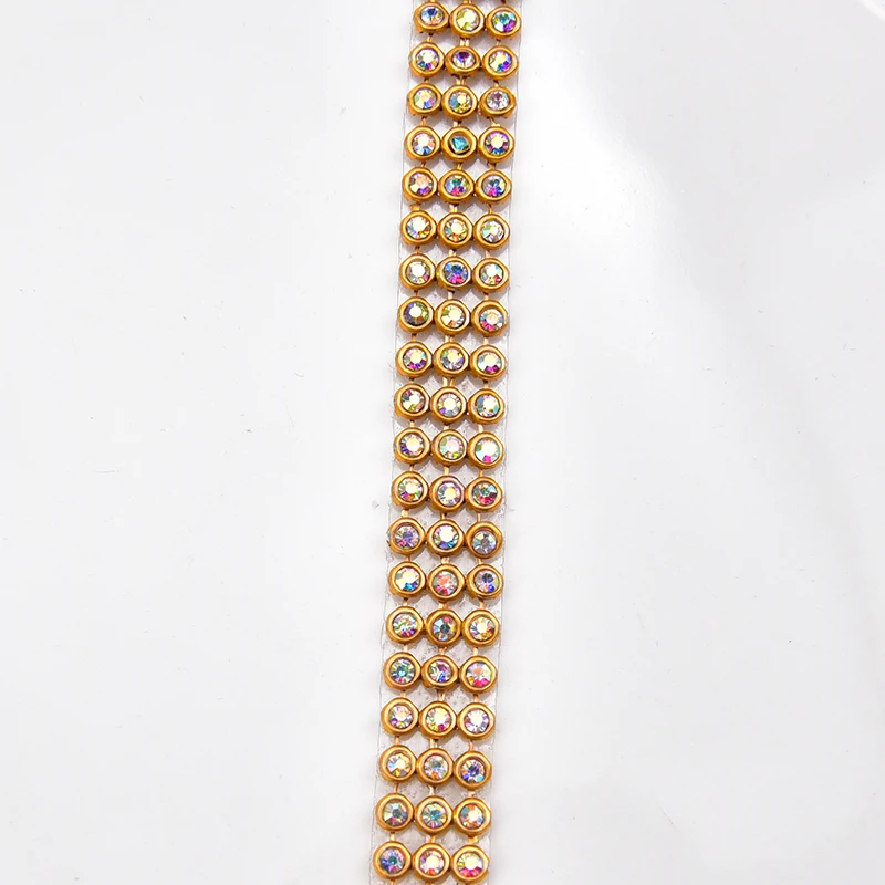 5 шт./лот 3 мм 2 ряда/3 ряда прозрачные кристаллы горячая фиксация стразы сетка