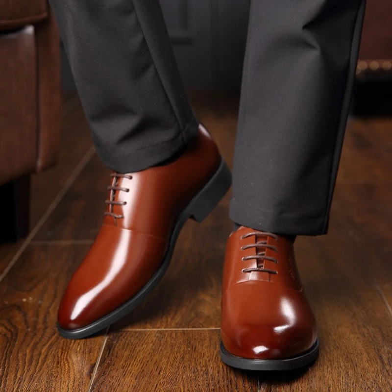 6 см обувь для мужчин Модная женская кожаная со скрытым подъемом Мужские
